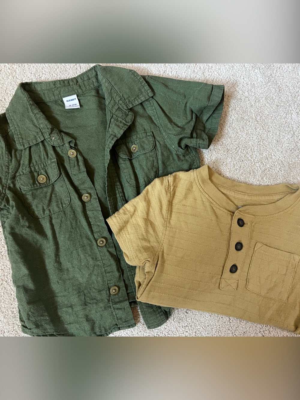 Kids Short-Sleeve Button Polo Shirt - Olive Green Old Navy/Cat & Jack 18 mo.